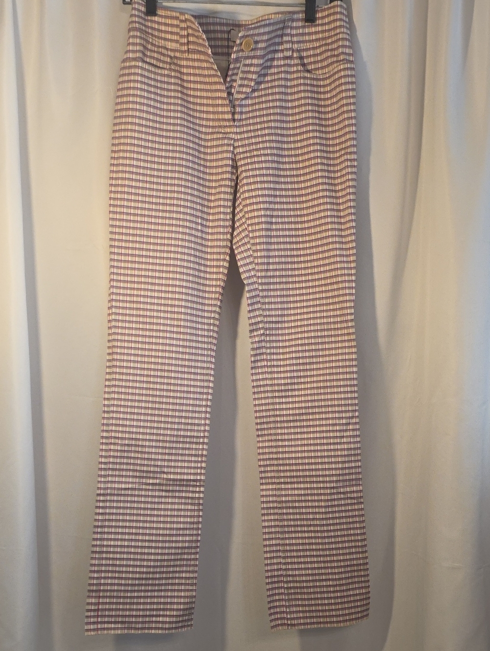 Etro Pink and White Checked Straight-Leg Trousers Size 40 EU NWOT